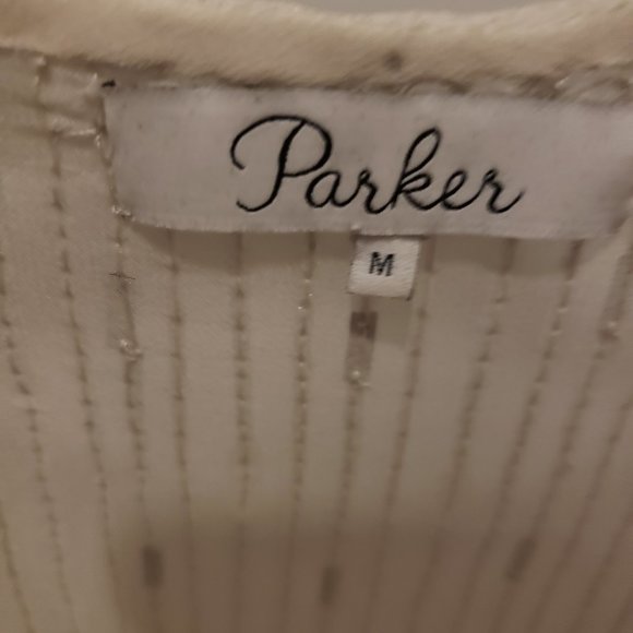 NEW Without Tags- Parker Sheer Beaded A-line Silk Top - Picture 9 of 9